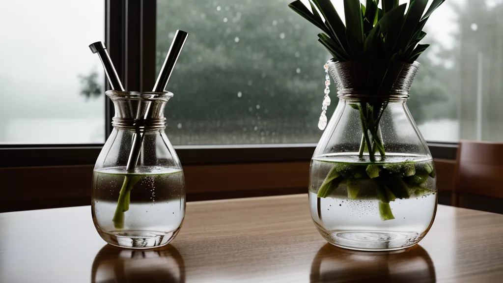 Une carafe d'eau fraîche posée sur un bureau de travail lumineux