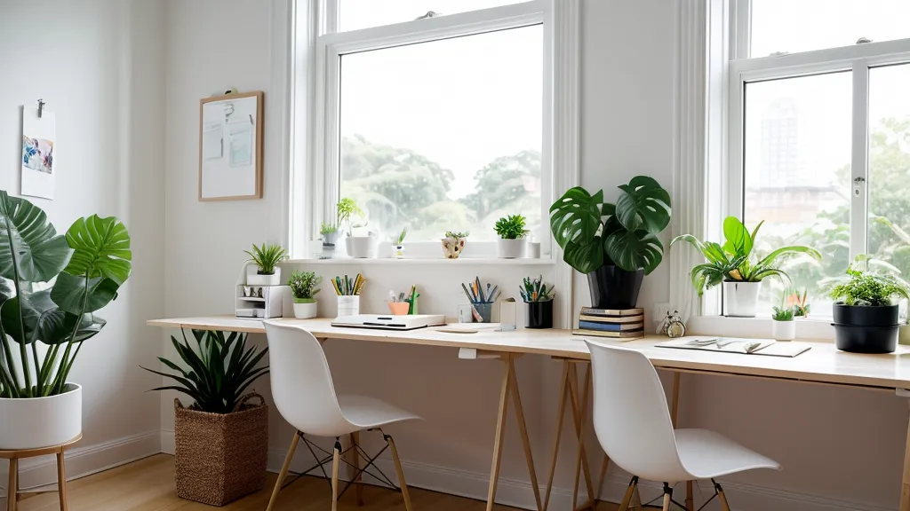 Espace de travail lumineux et serein favorisant la concentration