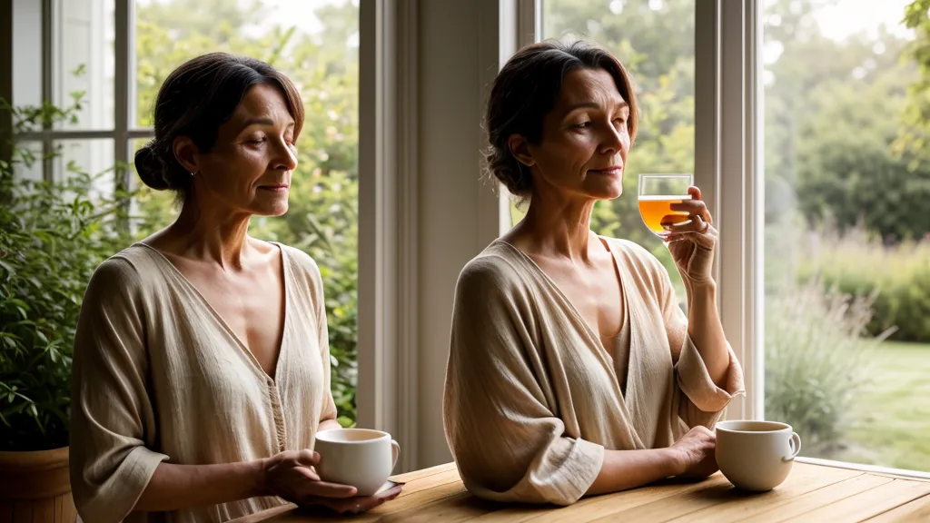 Main qui note ses nouvelles habitudes de digestion et de bien-être au bureau dans un carnet