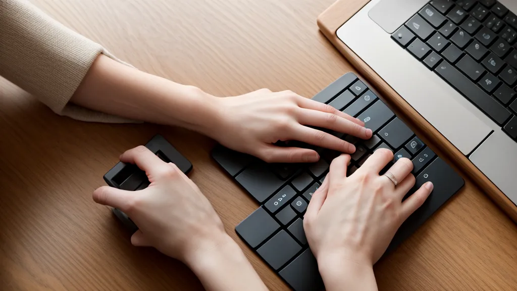Gros plan sur des mains tapant sur un clavier d'ordinateur bien aligné
