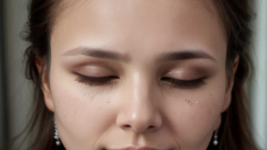 Visage détendu d'une femme fermant les yeux pour soulager la fatigue oculaire